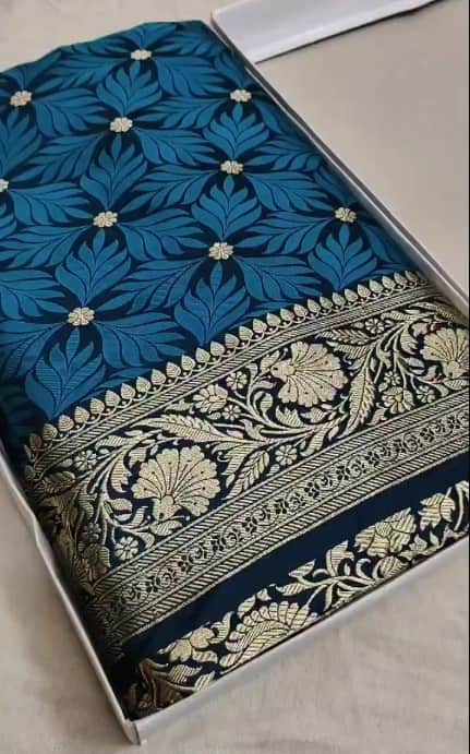 Beautiful Antique Gold Zari Work Banarasi Mashru Silk Saree
