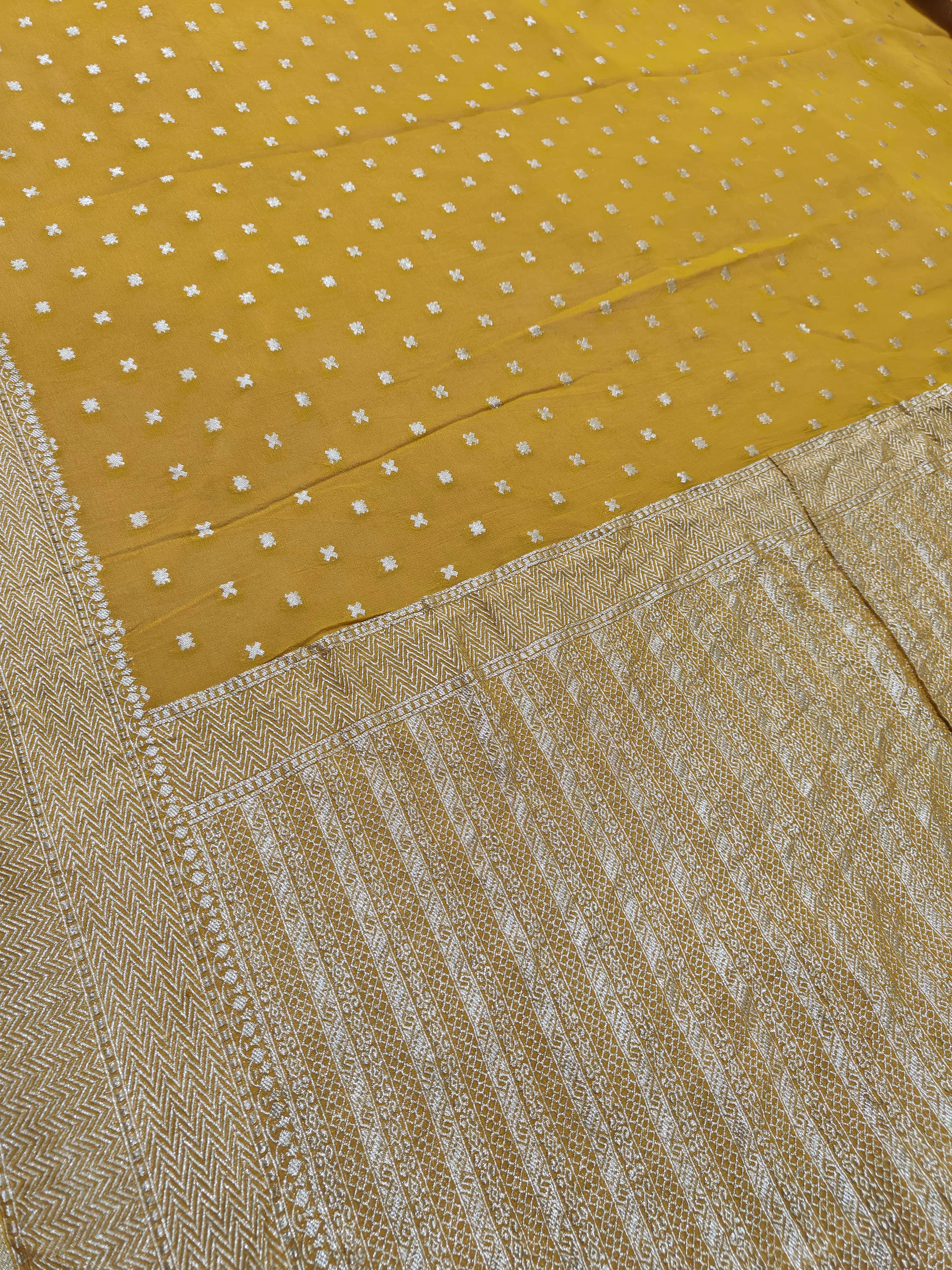 Beautiful Banarasi Lahariya Stripe Designer Khaddi Chiffon Saree