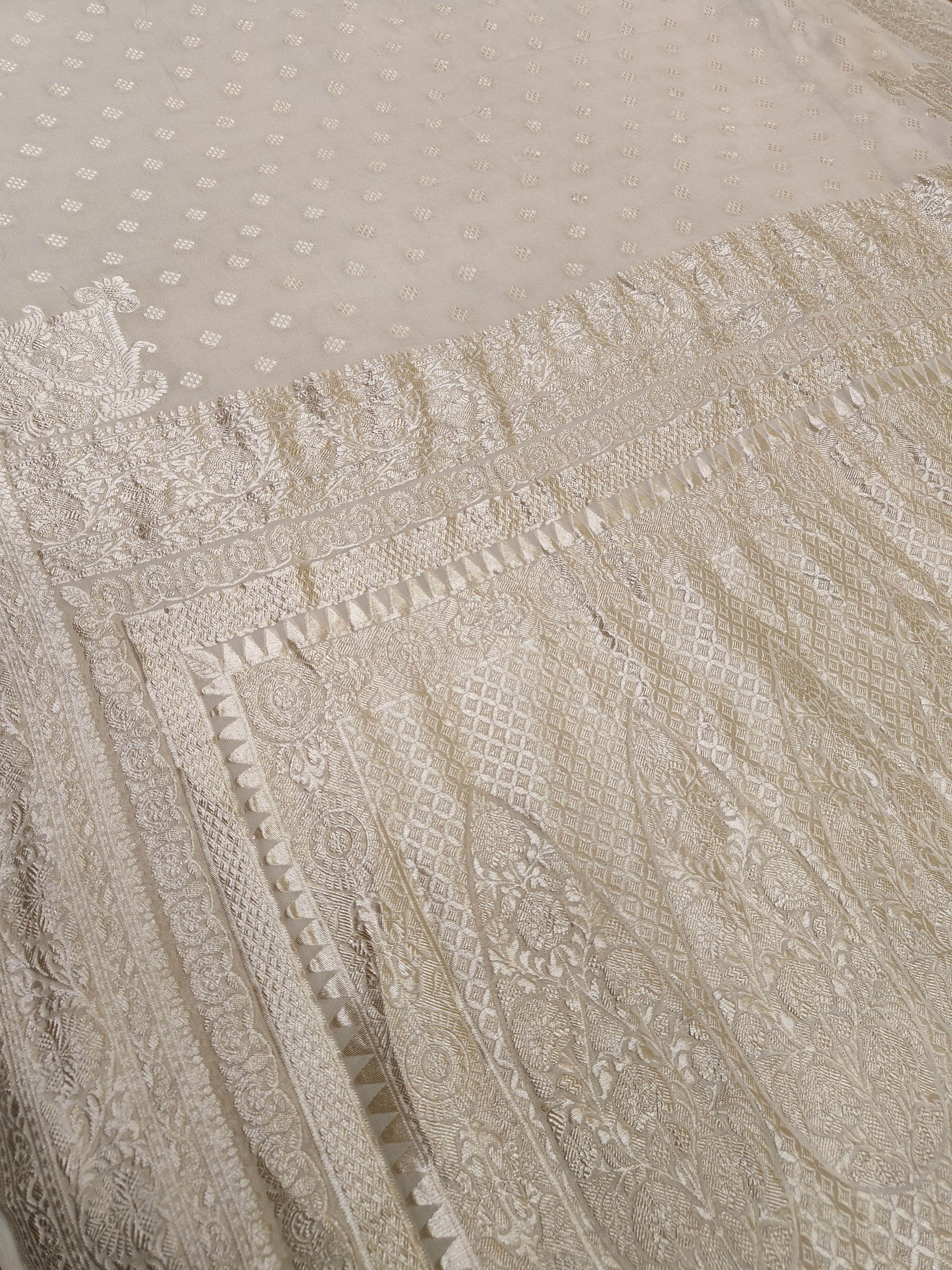 Beautiful Banarasi Lahariya Stripe Designer Khaddi Chiffon Saree