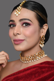 Beautiful Designer Pearl Beaded Kundan Choker Necklace Set