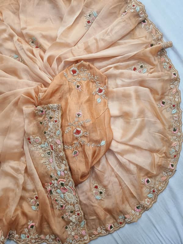 Beautiful Italian Organza Saree with Zardosi Hand Work