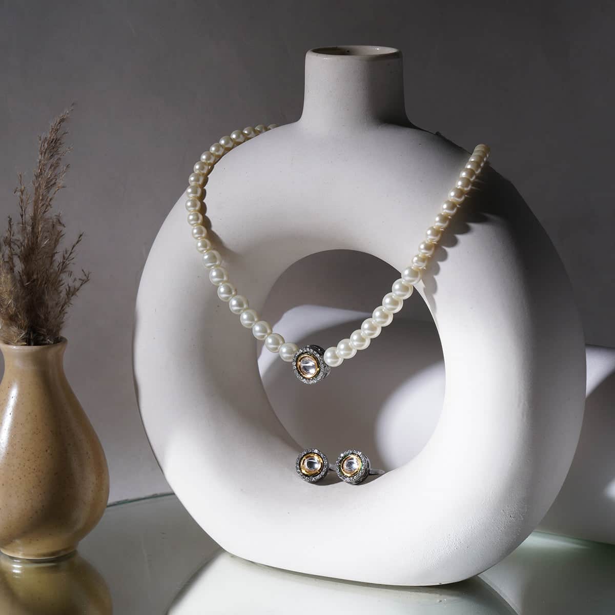 Beautiful Pearl Choker Kundan Necklace Set