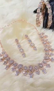 Beautiful Pink Designer American Diamond Jewelry Set