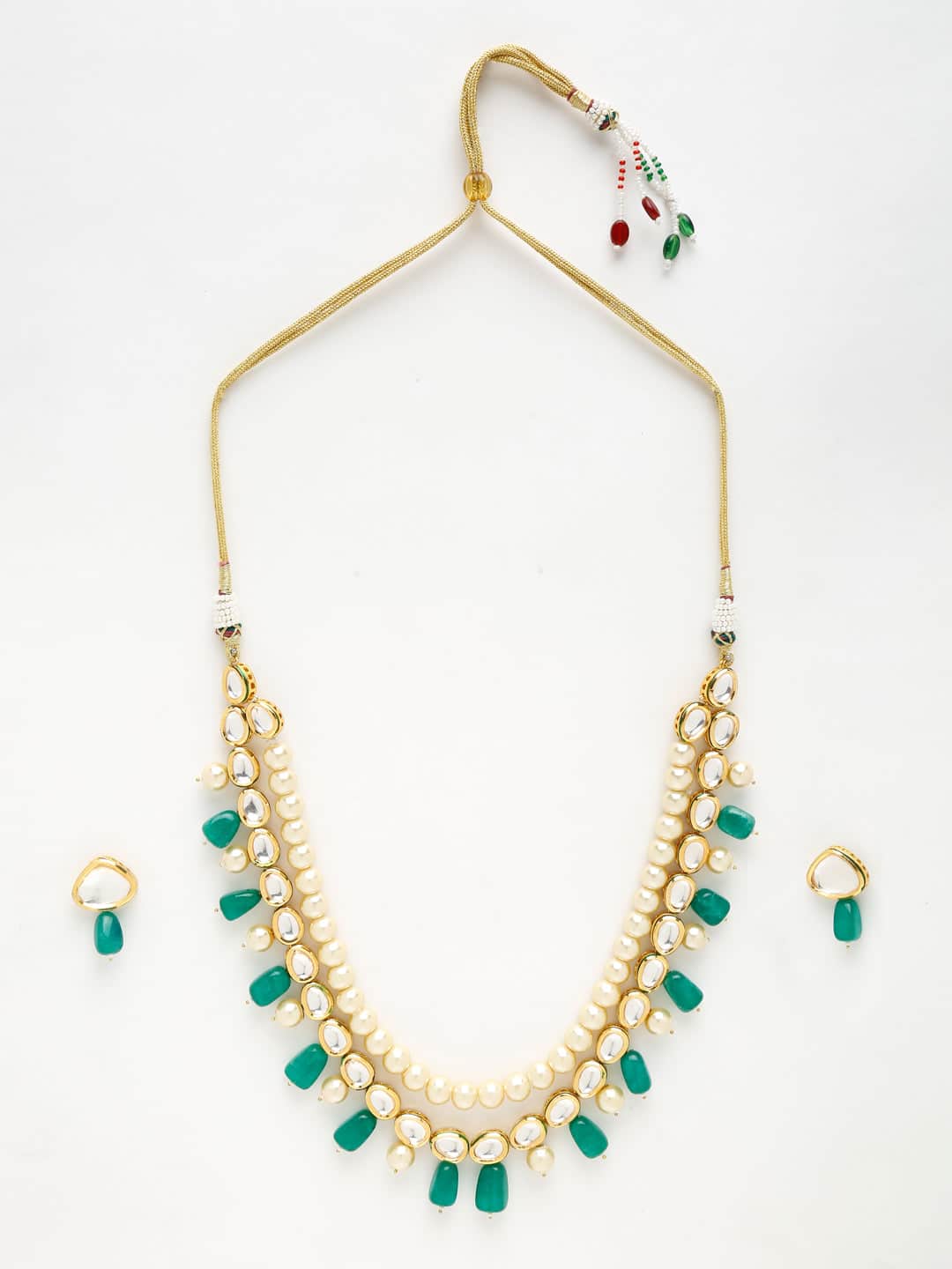Beautiful Precious Long Kundan Necklace With Earrings