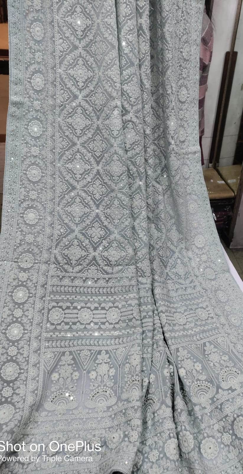Beautiful Pure Georgette Chikankari Dyeable Saree