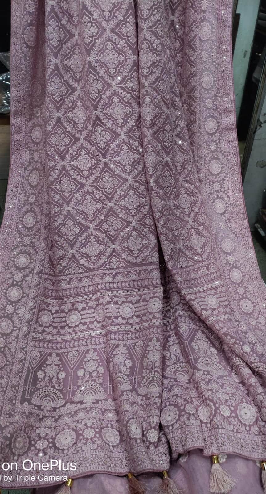 Beautiful Pure Georgette Chikankari Dyeable Saree