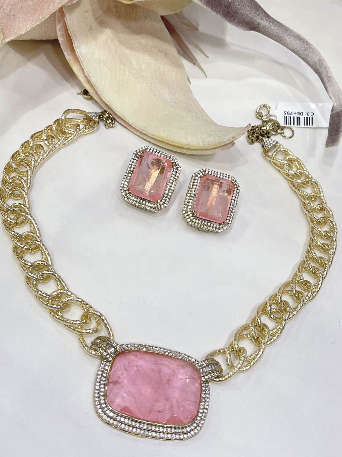 Beautiful Sabya Sachi Inspired Fusion Stone Necklace Set