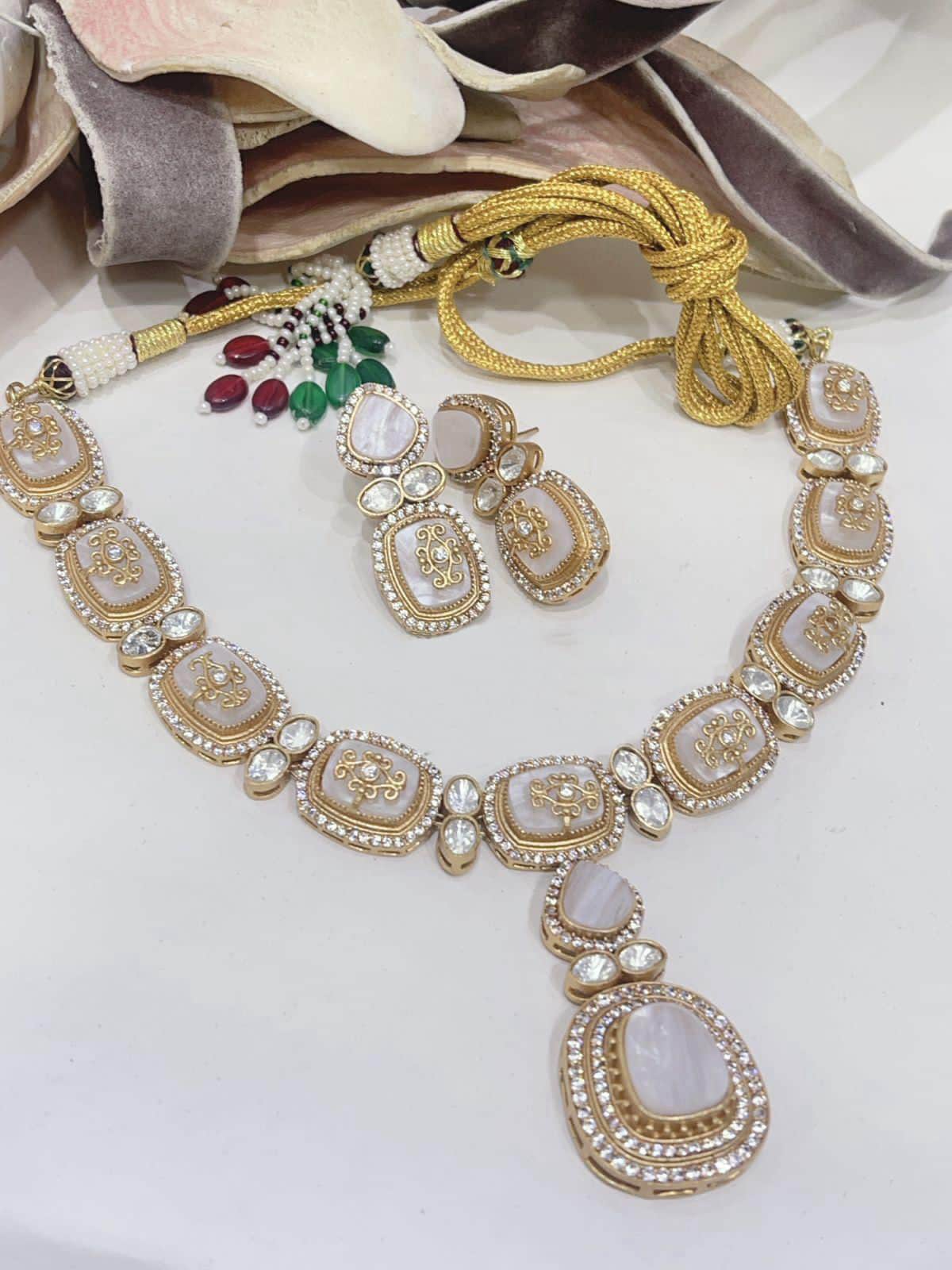 Beautiful Sabyasachi Style Handmade Fusion Necklace Set