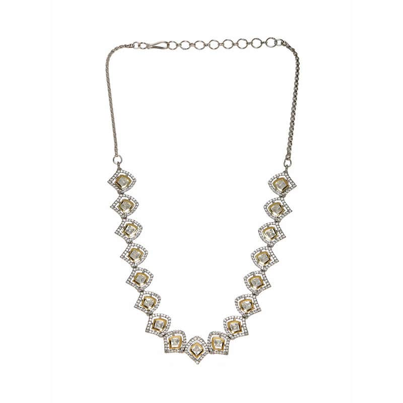 Beautiful Silver Kundan And American Diamond Necklace