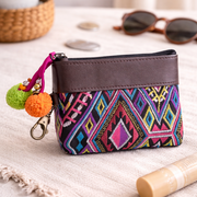 Geometric Leather Coin Purse wit Tassel - Thailand