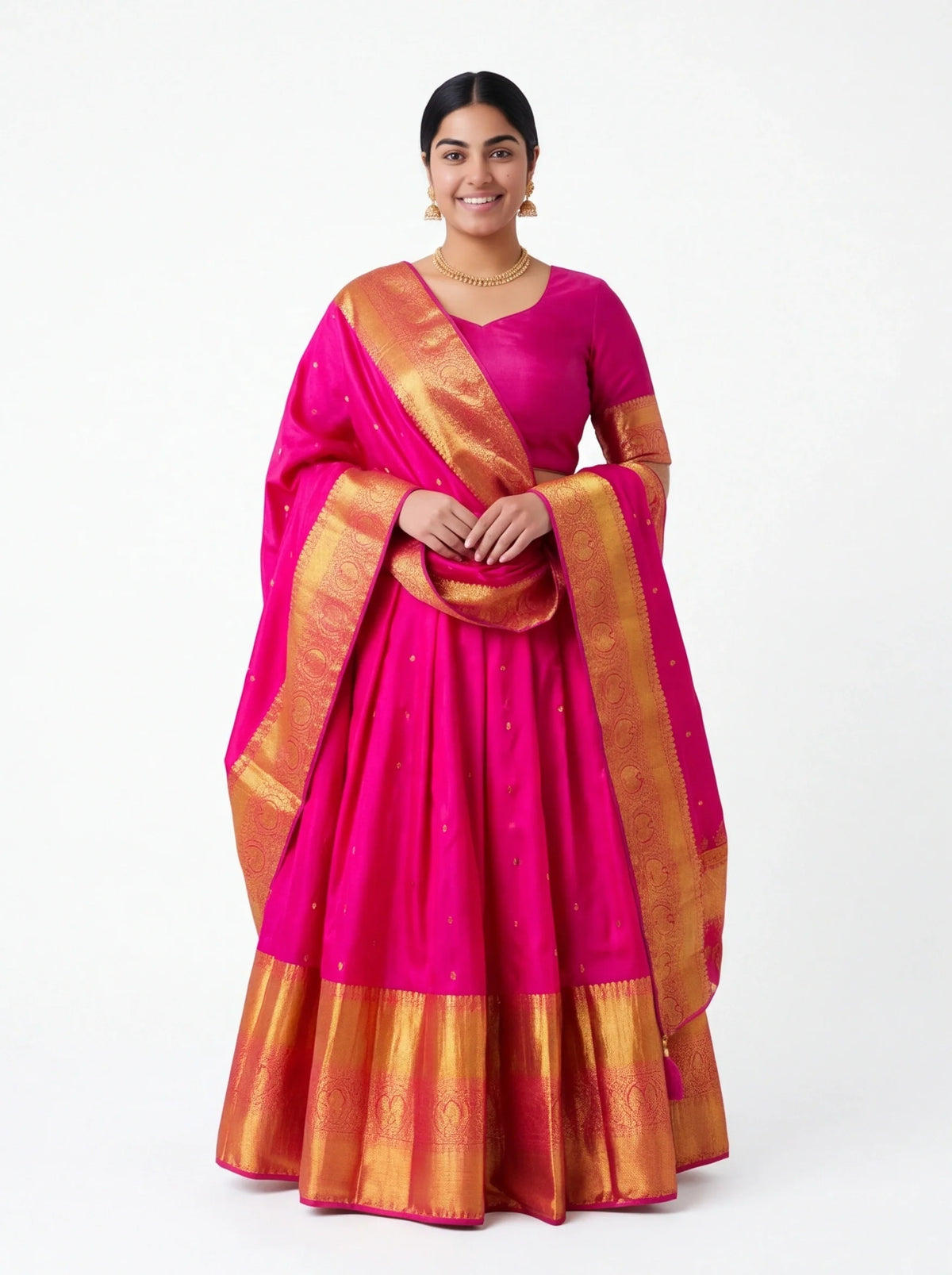 Kanjeevaram Silk Lehenga Set - Traditional Bridal