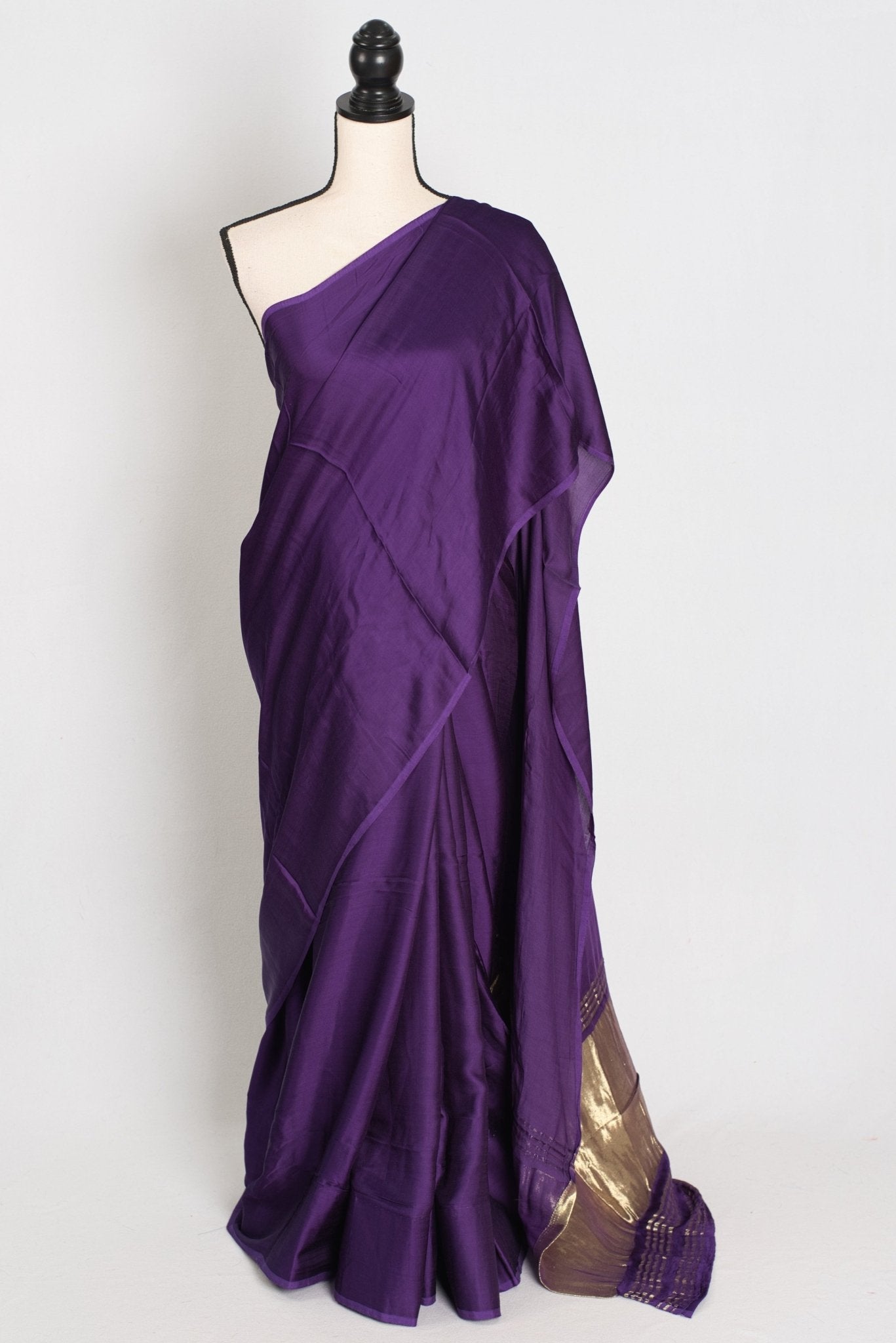 Bindi : Purple and Gold Designer Modal Silk Partywear Saree