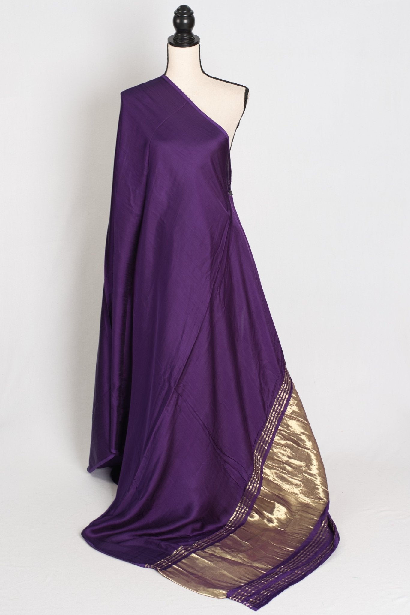 Bindi : Purple and Gold Designer Modal Silk Partywear Saree