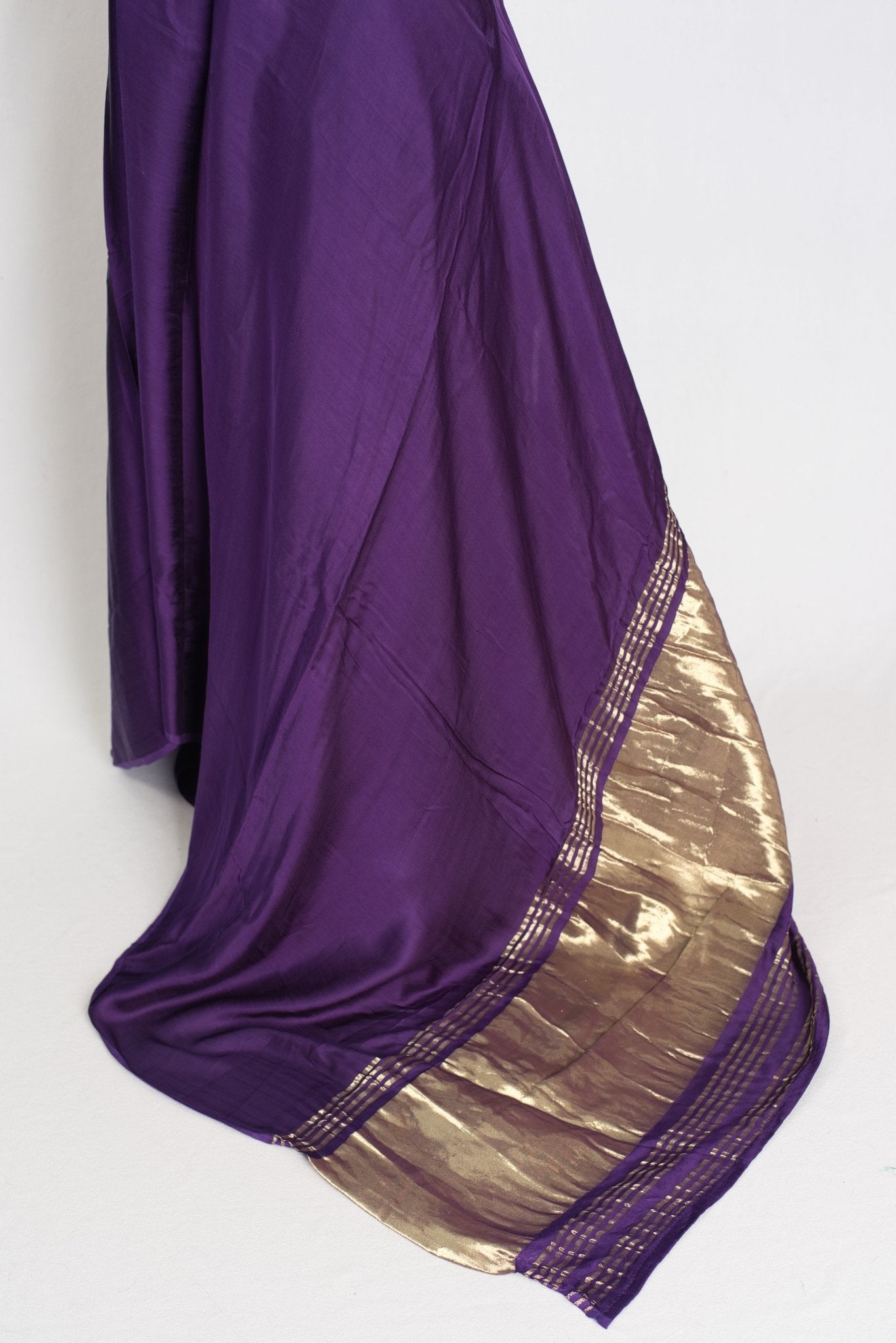 Bindi : Purple and Gold Designer Modal Silk Partywear Saree