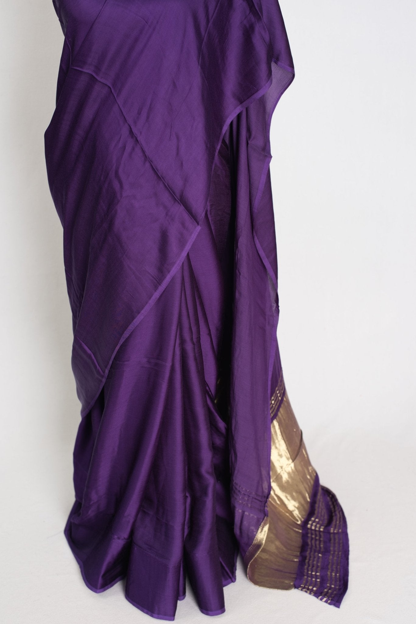 Bindi : Purple and Gold Designer Modal Silk Partywear Saree