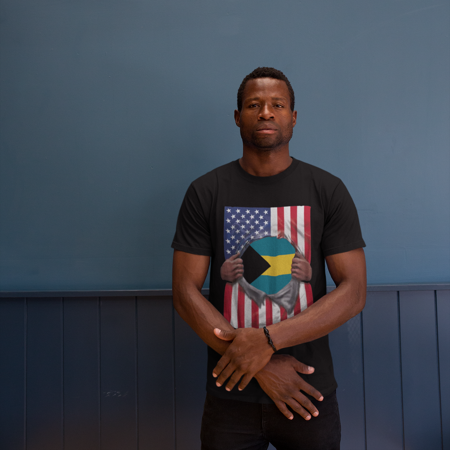 Bahamas + USA Flag T-shirt | Bahamian + American Flag Rip 4th Of July | Funny Latino Tees | 4 Colors
