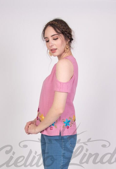 Merida Pink Cold Shoulder Top