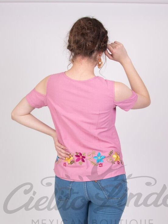 Merida Pink Cold Shoulder Top