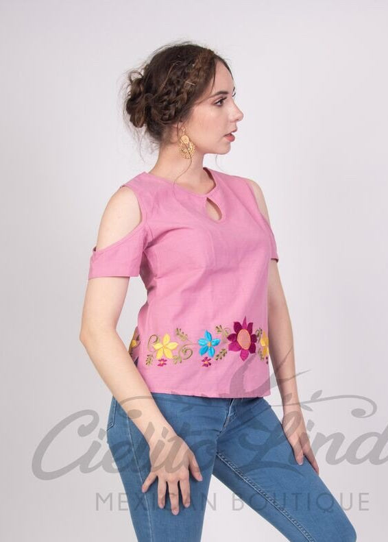 Merida Pink Cold Shoulder Top