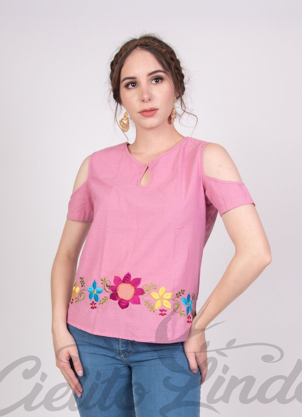 Merida Pink Cold Shoulder Top