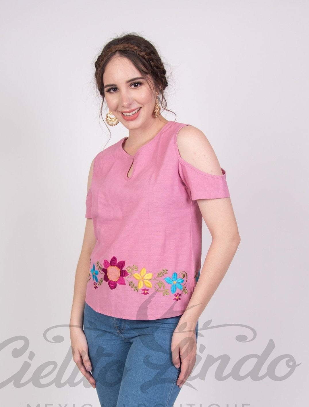 Merida Pink Cold Shoulder Top