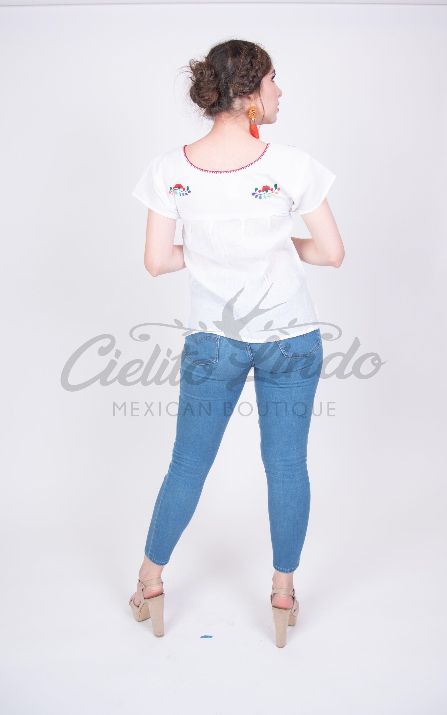 Tehuacan Blouse White Tricolor