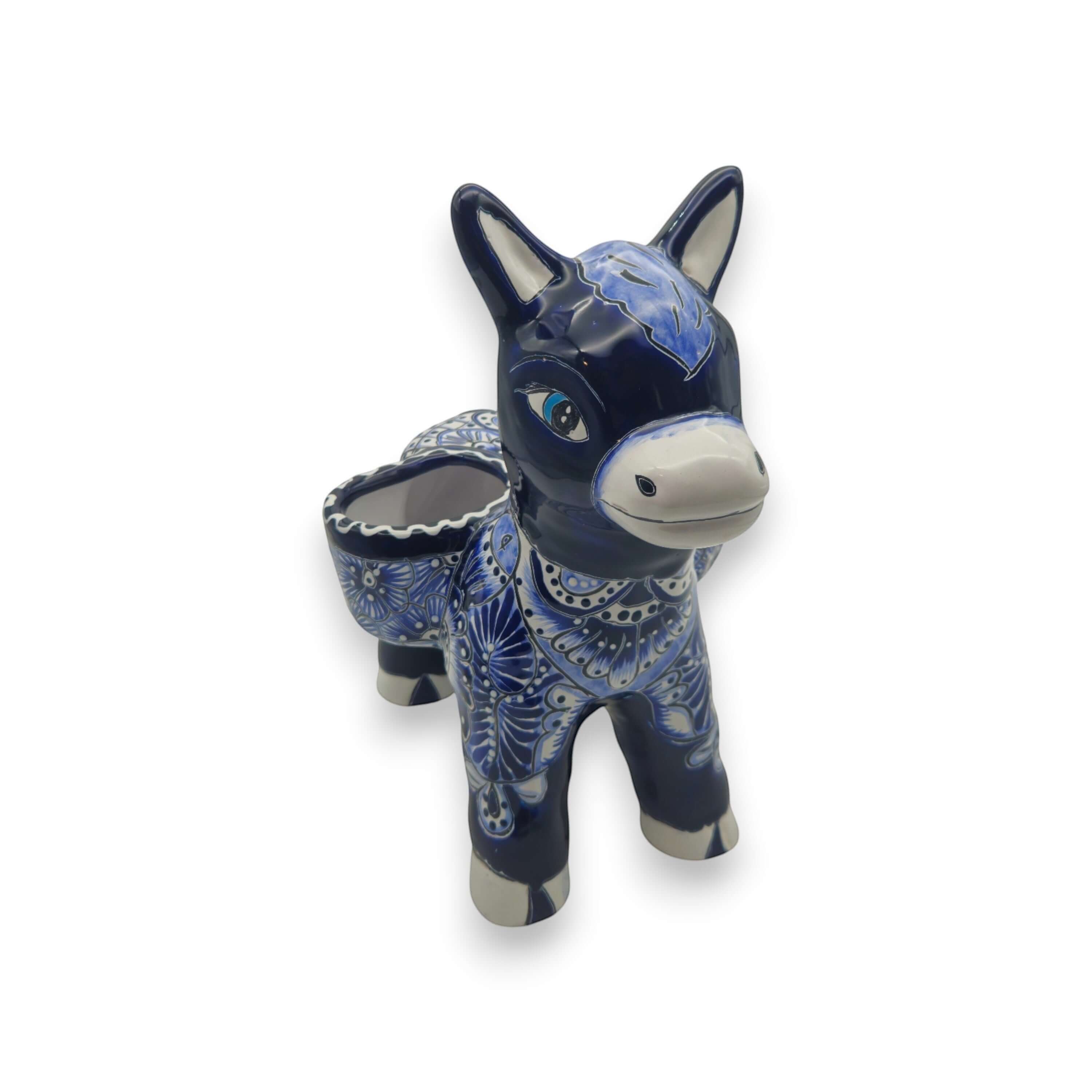 Blue Talavera Donkey Planter | Handcrafted Mexican Pottery