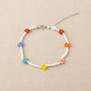 Daisy Seed Bead Flower Boho Bracelet - Guatemala