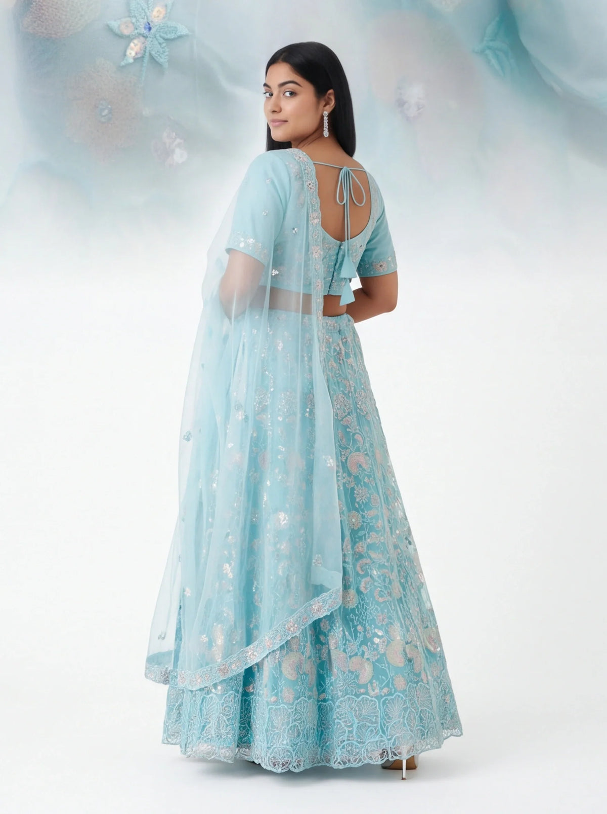 Light blue party wear Lehenga choli set