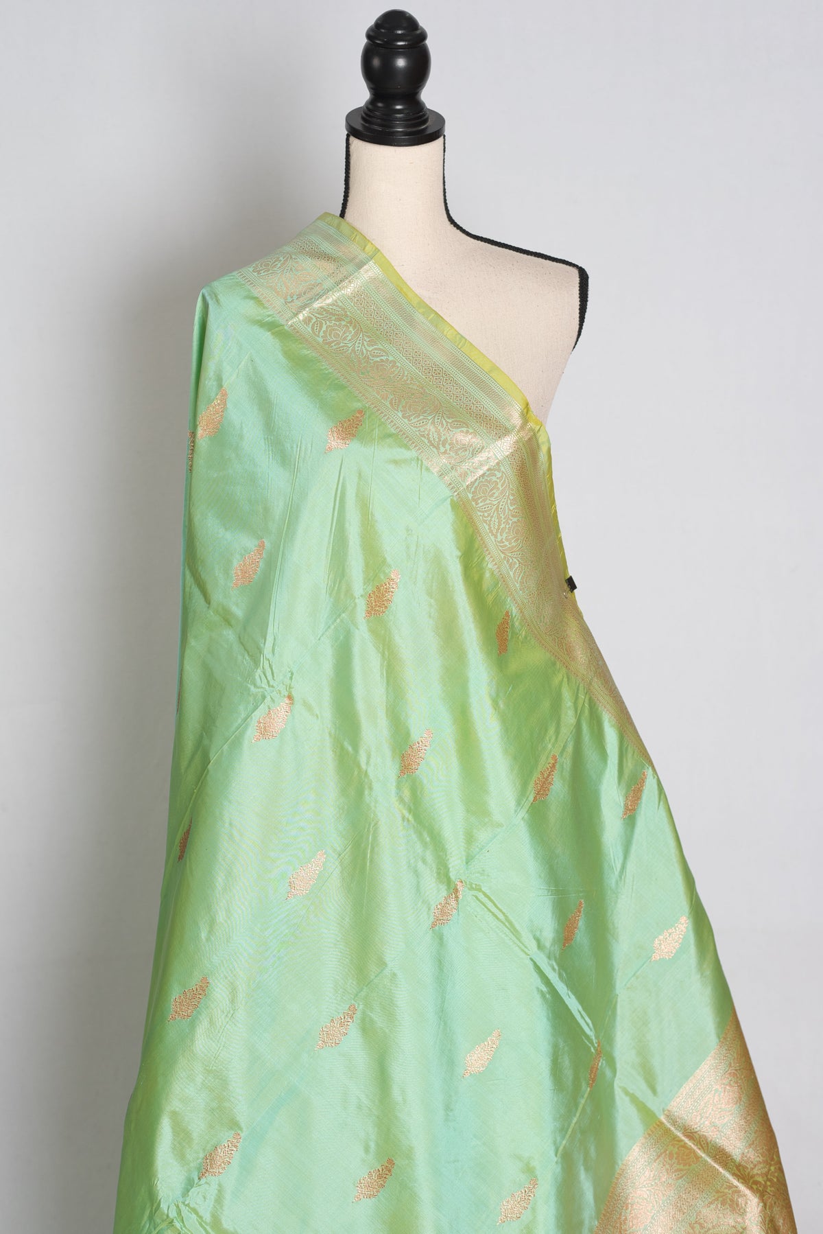 Sushma – Sea Green and Gold Pure Silk Banarasi Saree