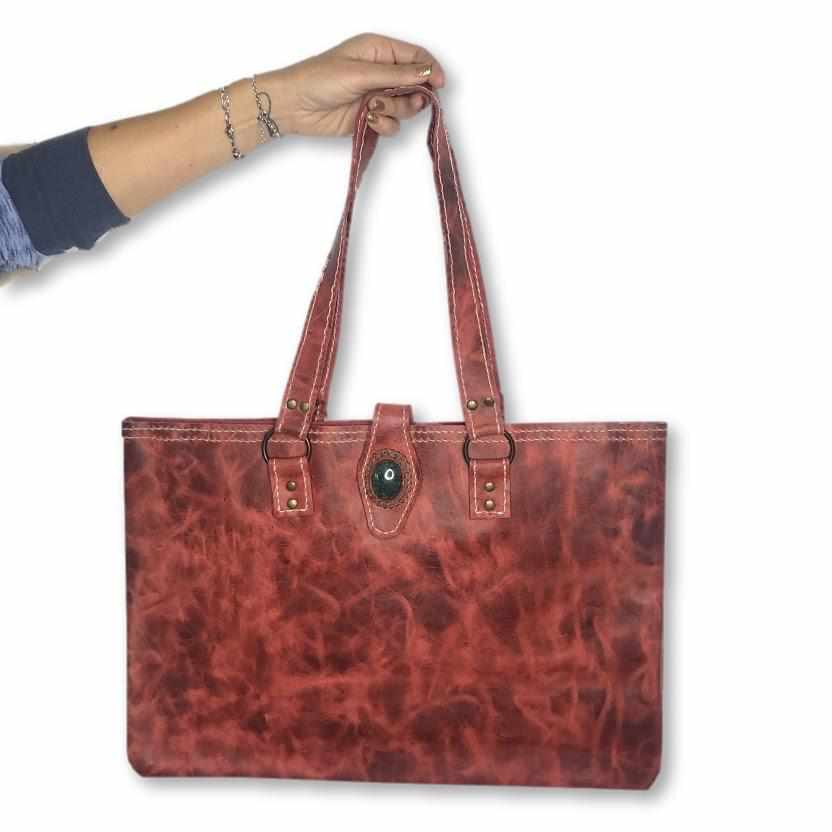 Chakra Jade Stone Leather Bag - Guatemala