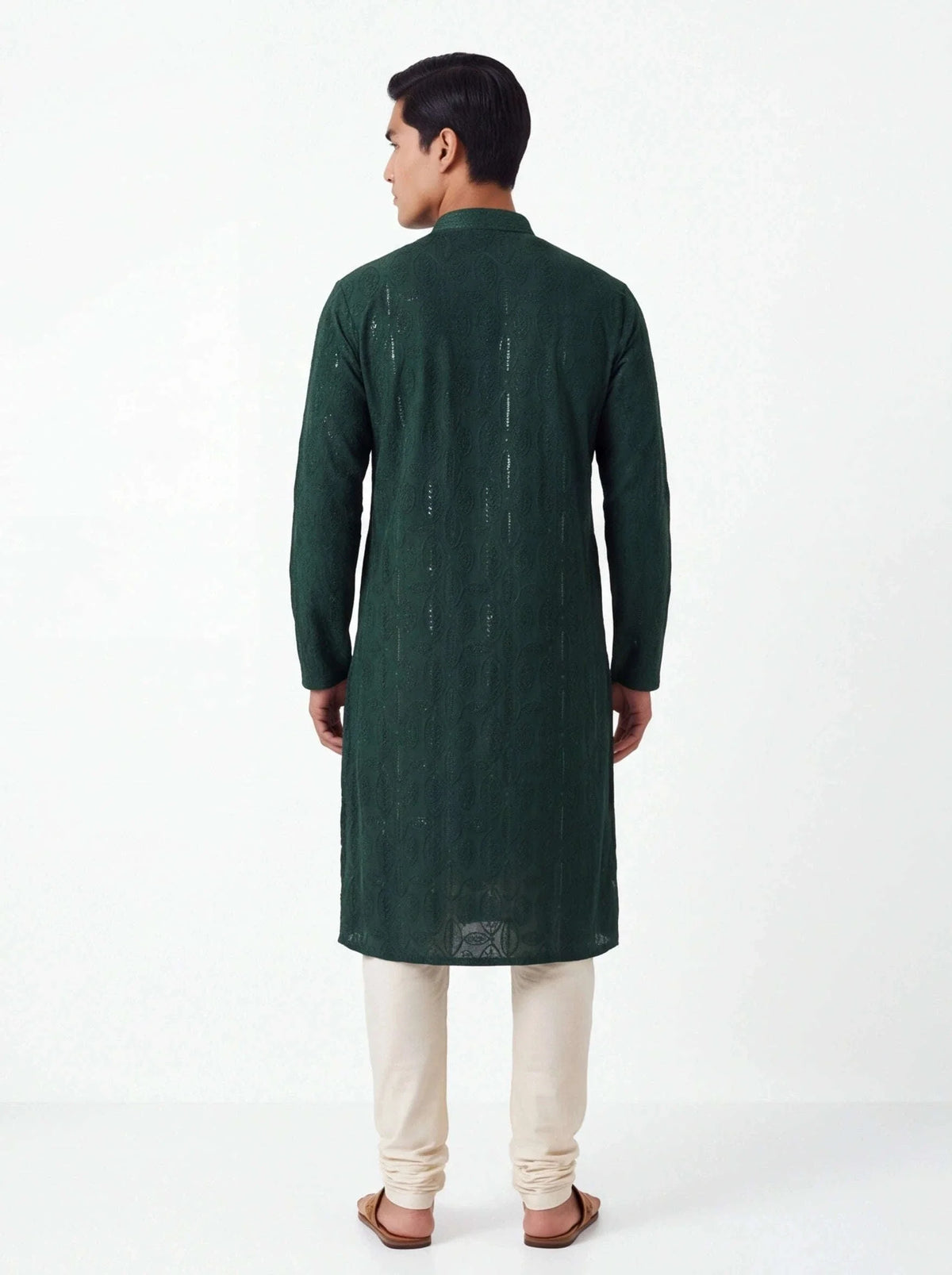 Dark green kurta set