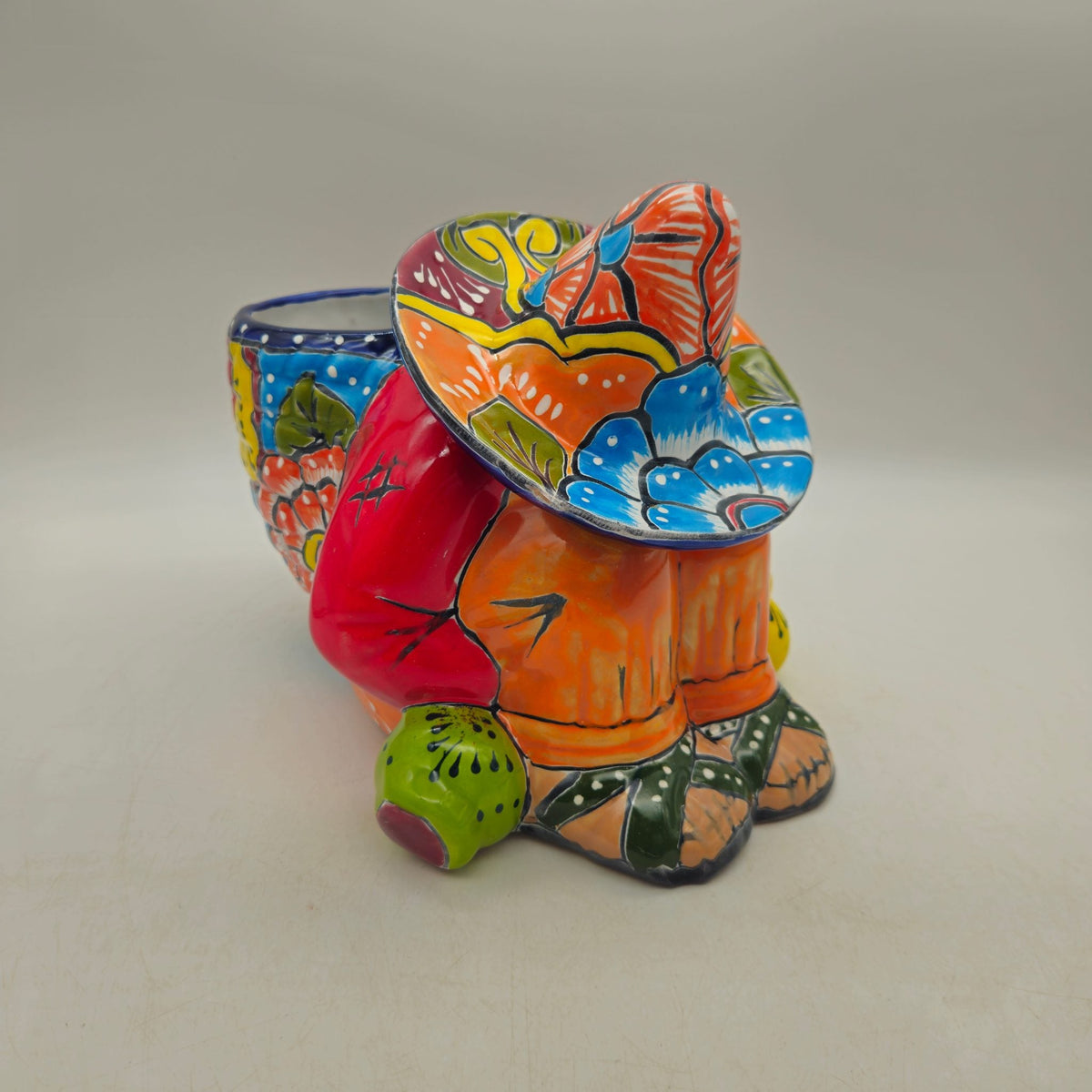 Colorful Talavera Panchito Planter | Mexican Sleeping Man Pottery