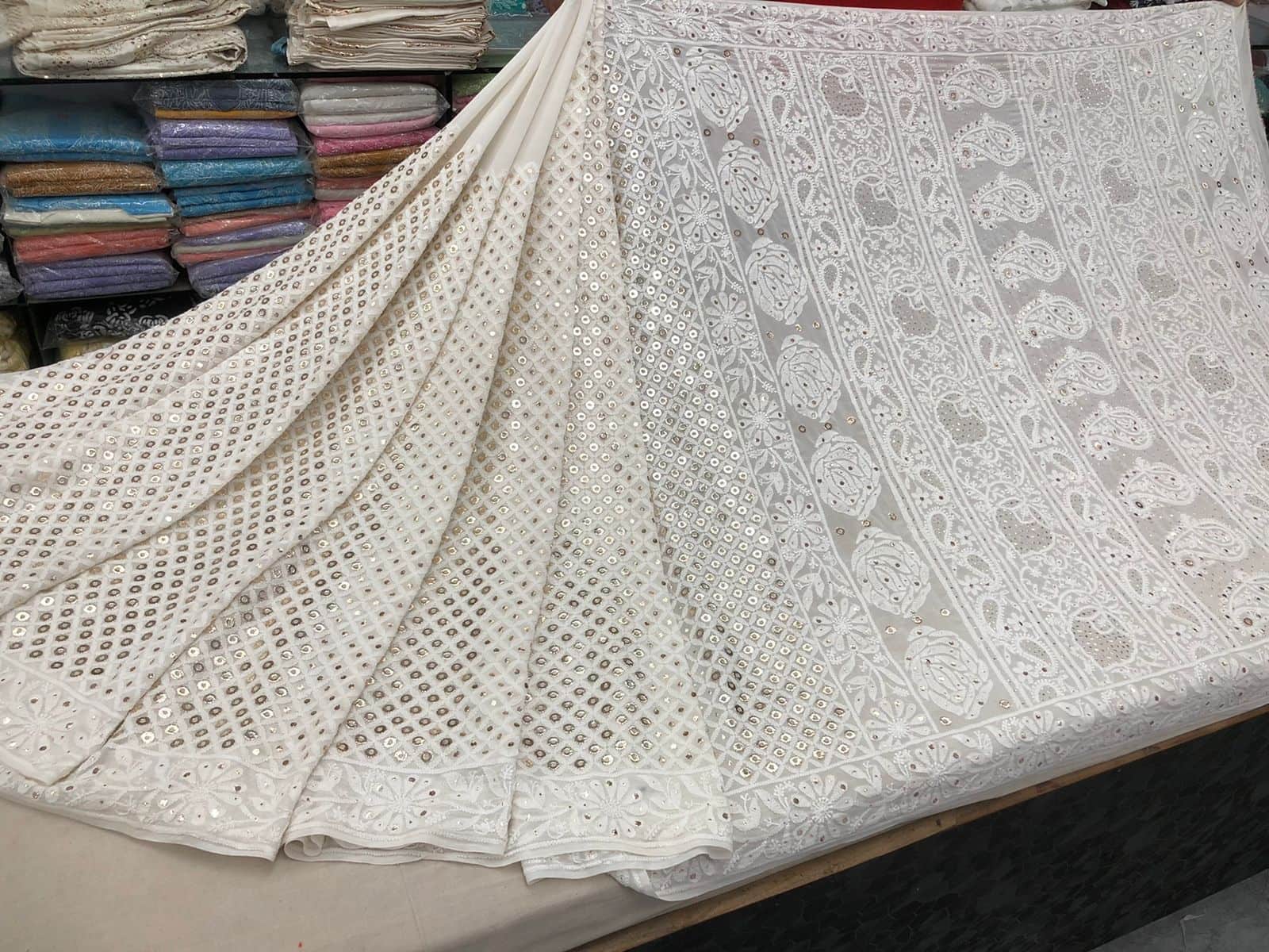 Custom Chikankari Georgette Saree