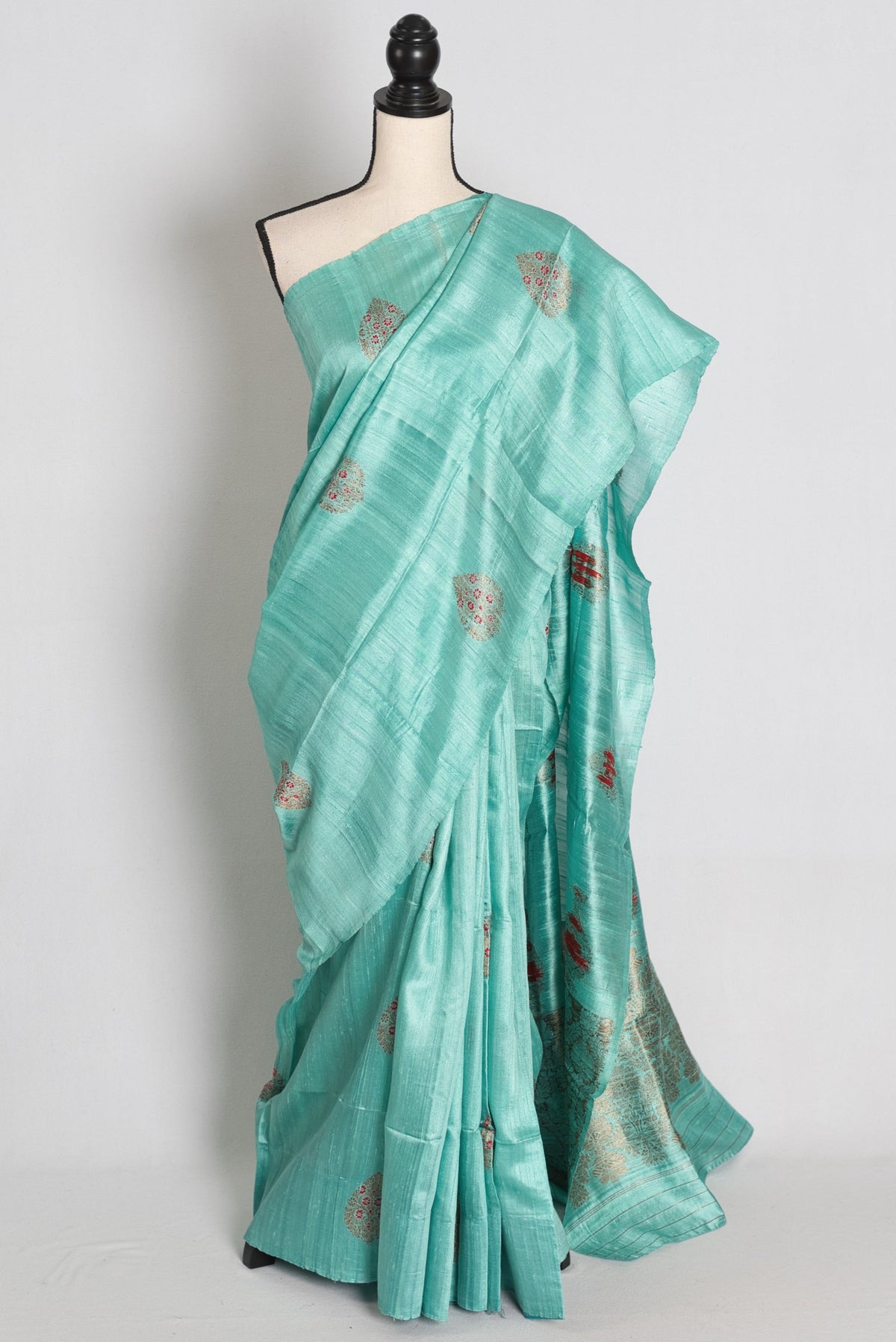 Disha : Mint Green Raw Silk Banarasi Saree | Silk Mark Certified
