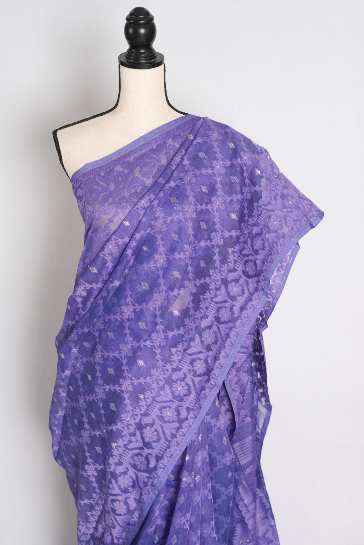 Peu : Iris Purple Soft Blended Cotton Jamdani Saree
