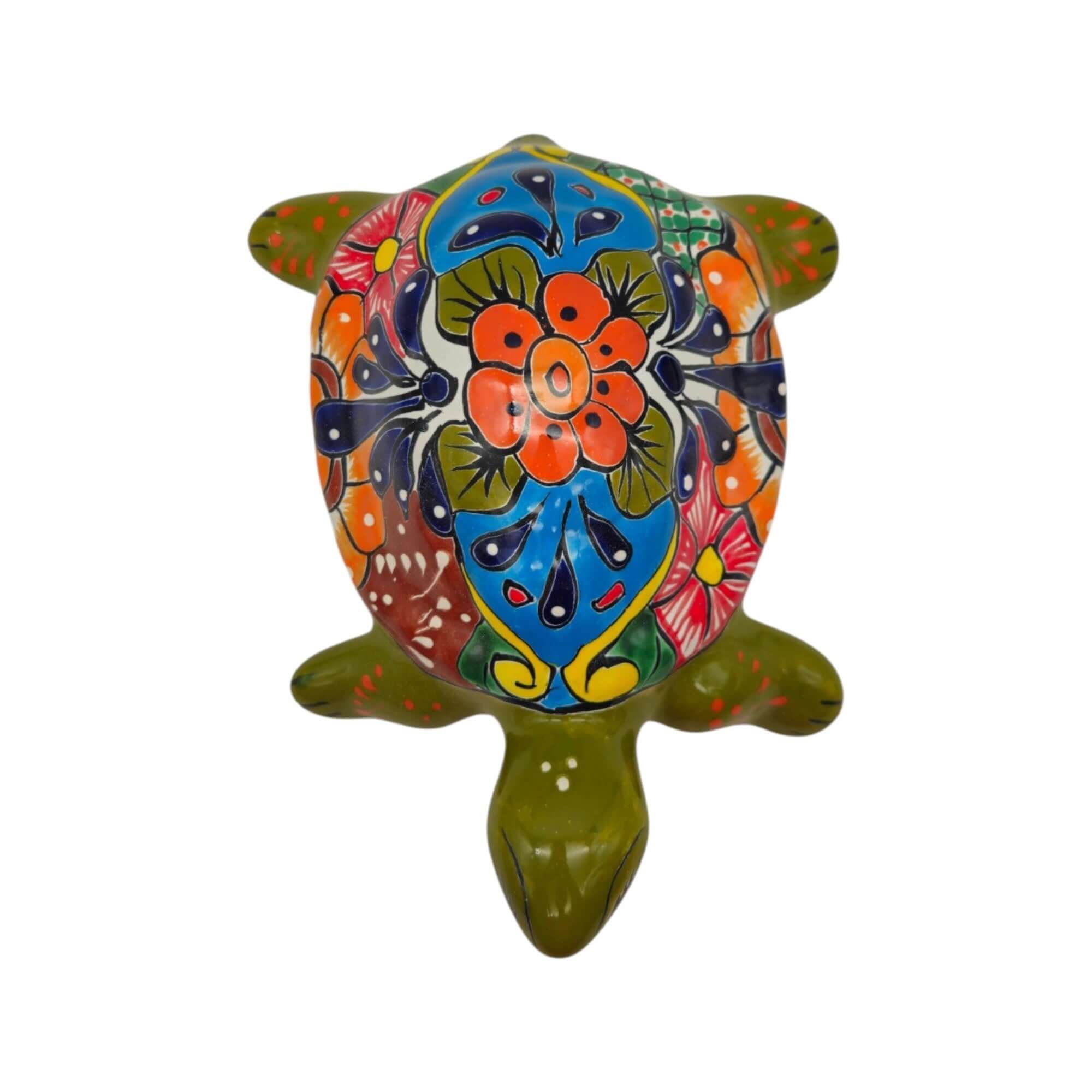 Talavera Sea Turtle Statue | Colorful Hand-Painted Mexican Decor