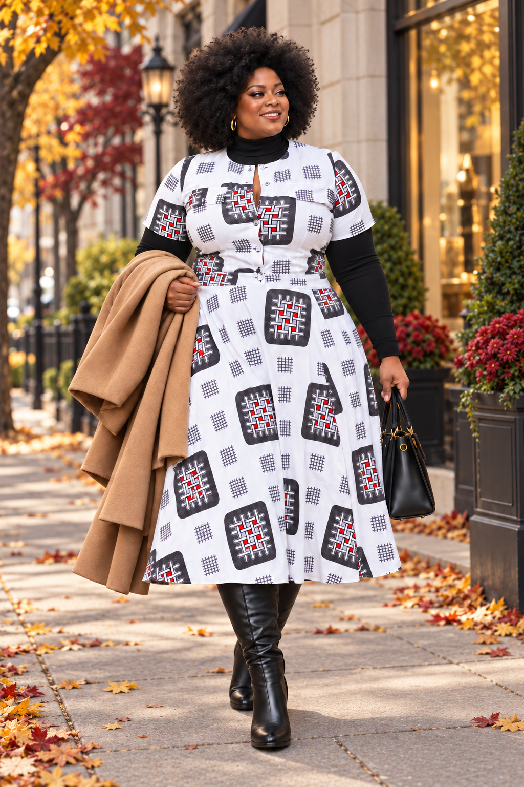 AMARA AFRICAN PRINT CROP TOP & MIDI SKIRT SET [WHITE]