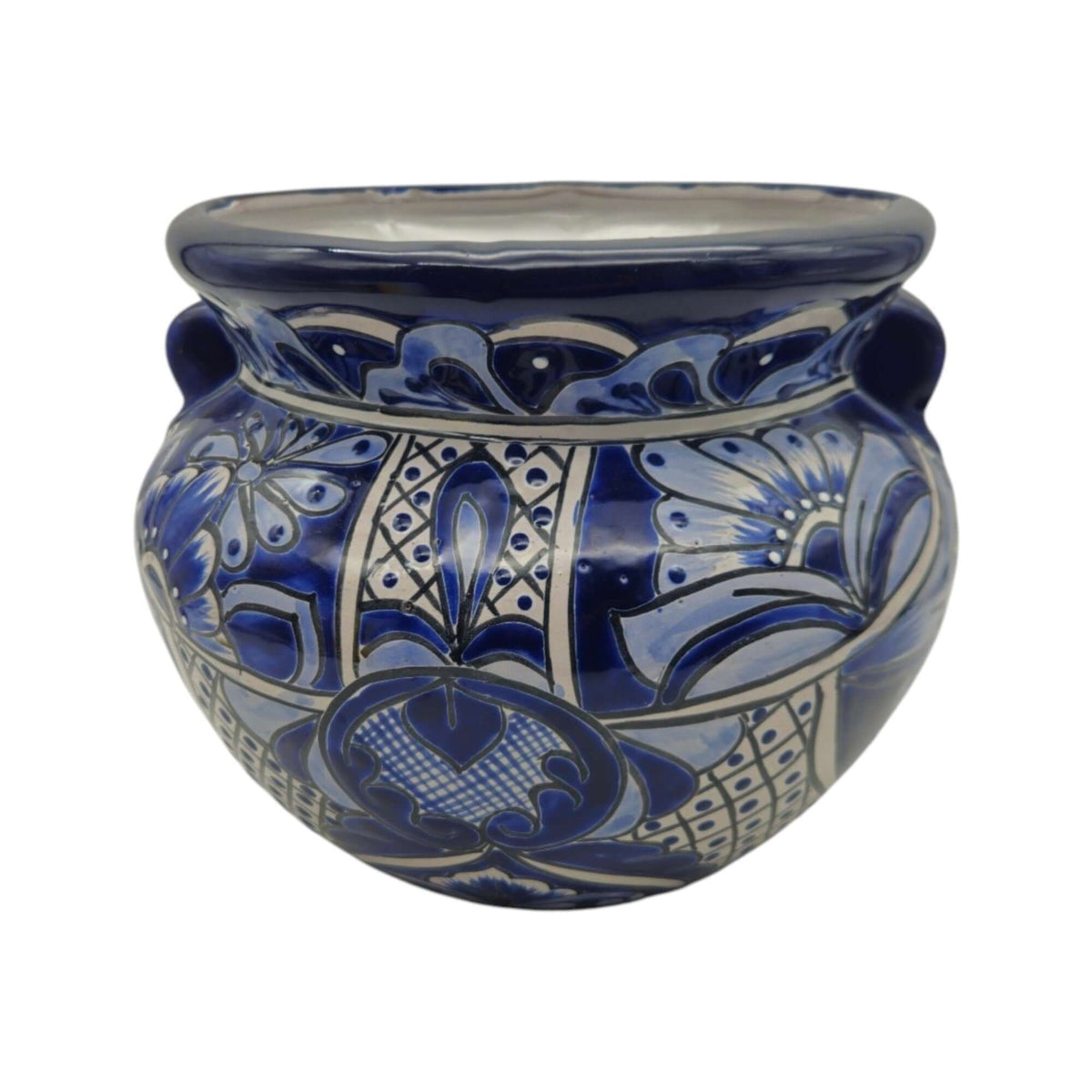 Handcrafted Talavera Planter | Blue & White Flower Pot