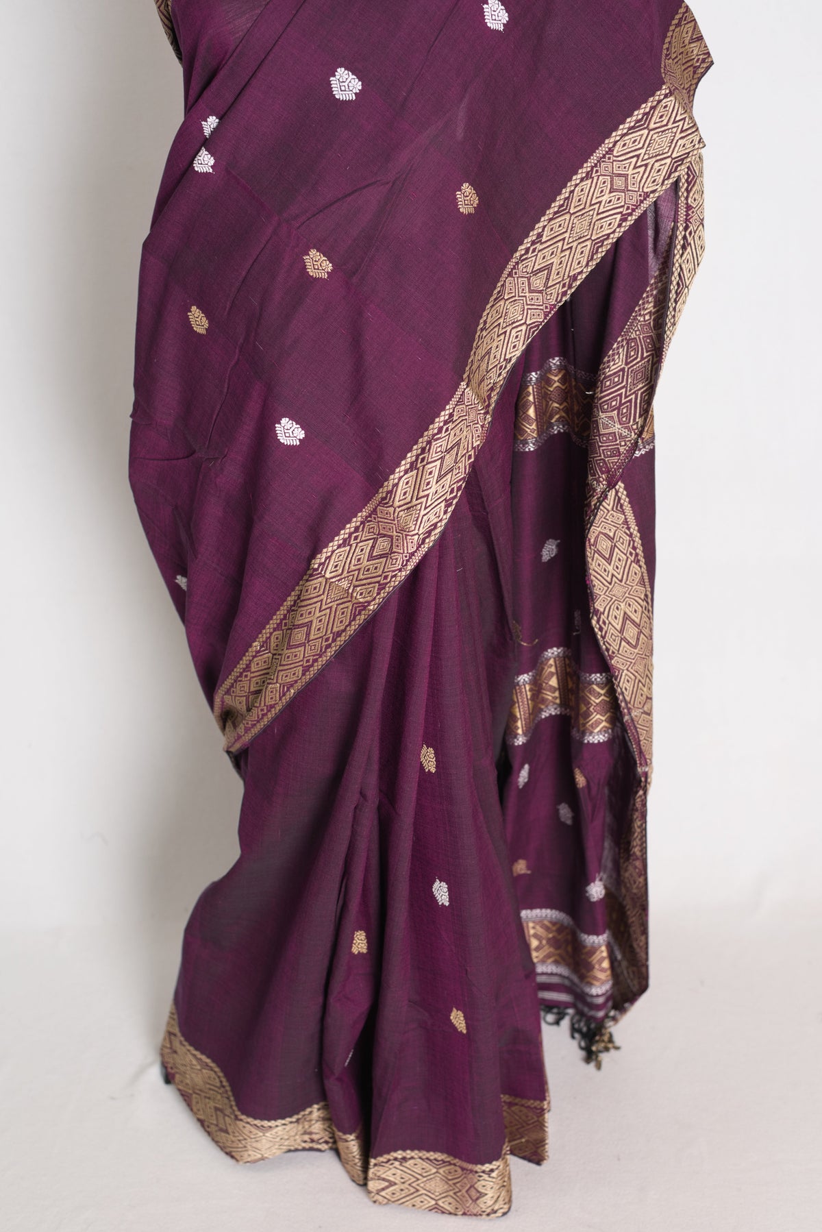 Diya : Deep Purple Pure Cotton Assamese Handloom Saree