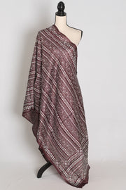 Artisanal West Bengal Dark Brown Pure Desi Tussar Silk Kantha Dupatta
