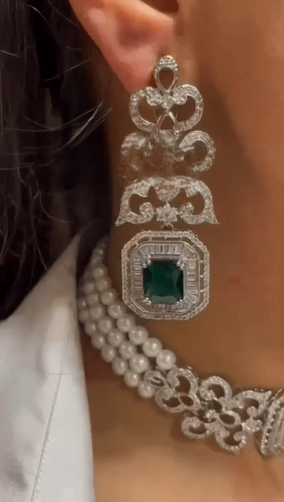 Designer AD Jewelry Choker Set with Earrings