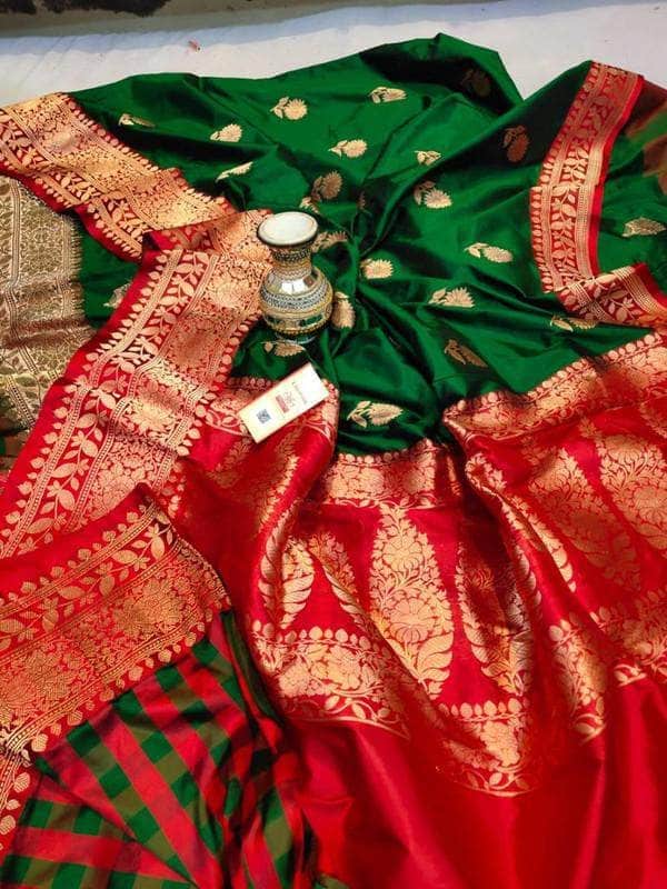 Designer Katan Silk Saree with Antique Zari Work