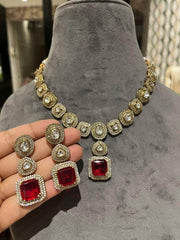 Designer Moisaanite Necklace Set with Matching Earrings