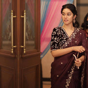 Designer Organza Silk Saree with Cutdana Handwork Border