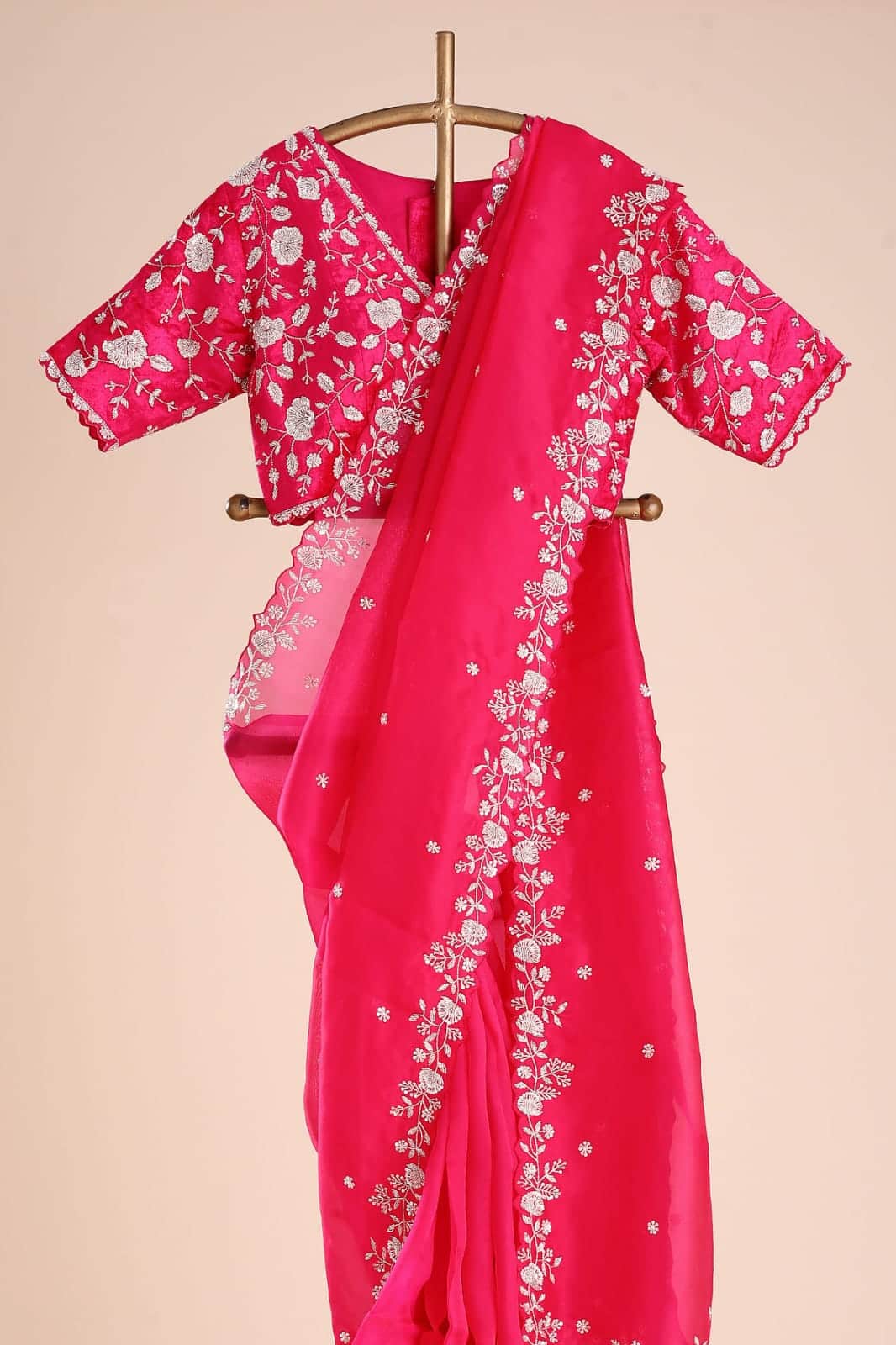 Designer Organza Silk Saree with Cutdana Handwork Border