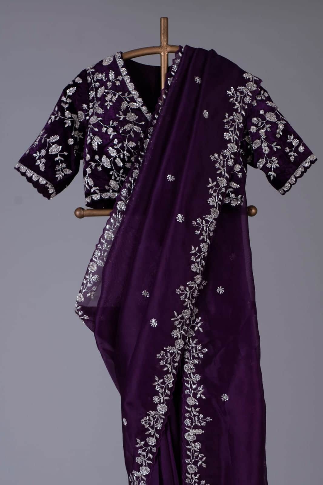 Designer Organza Silk Saree with Cutdana Handwork Border