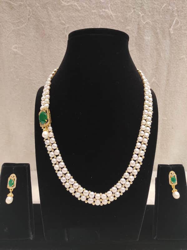 Designer Pearl Moti Mala Necklace Set for Women