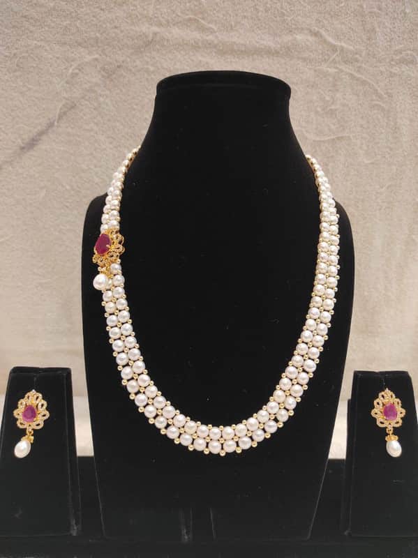 Designer Pearl Moti Mala Necklace Set for Women