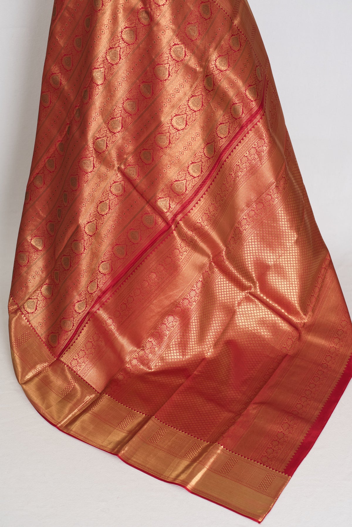 Brinda : Dark Red & Gold Bridal Kanjivaram Brocade Saree | Silk Mark Certified